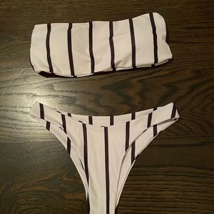 gia black and white stripped breezy swim bikini
